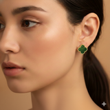 Malachite clover 92.5 silver ear studs