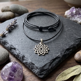 Mandala 92.5 Silver Black Cord Necklace For Men