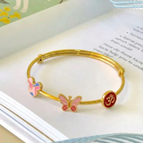 Mickey-Butterfly-Om-Enamel-Red-92.5 Silver adjustable kids bangle