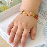 Mickey-Butterfly-Om-Enamel-Red-92.5 Silver adjustable kids bangle