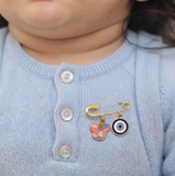Mickey and Evil Eye 92.5 silver Safety Pin Brooch for Kids