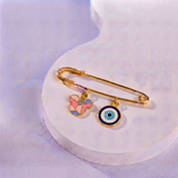 Mickey and Evil Eye 92.5 silver Safety Pin Brooch for Kids
