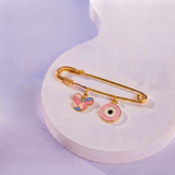 Mickey and Evil Eye Pink 92.5 silver Safety Pin Brooch for Kids