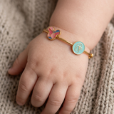 Mickey-Initial-Blue 92.5 Silver adjustable kids bangle