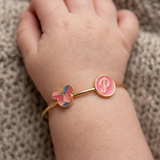 Mickey-Initial-Pink 92.5 Silver adjustable kids bangle