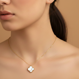 Mop charm 92.5 silver clover necklace