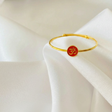 om enamel red Silver adjustable kids bangle