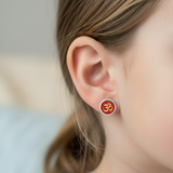 om enamel red 92.5 silver ear studs