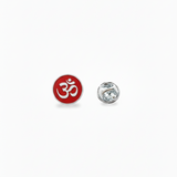 om enamel red 92.5 silver lapel pin