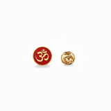 om enamel red 92.5 silver lapel pin