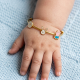 Om-Enamel-White-Bunny-Peppa-pig-92.5 Silver adjustable kids bangle