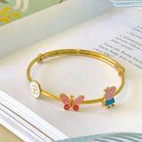 Om-Enamel-White-Butterfly-Peppa-Pig 92.5 Silver adjustable kids bangle