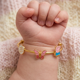 Om-Enamel-White-Butterfly-Peppa-Pig 92.5 Silver adjustable kids bangle