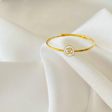 om enamel white Silver adjustable kids bangle