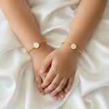 om enamel white Silver adjustable kids bangle