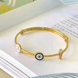 Om-Enamel-White-Evileye-Softy-92.5 Silver adjustable kids bangle