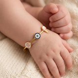 Om-Enamel-White-Evileye-Softy-92.5 Silver adjustable kids bangle