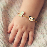 Panda-Dinosour 92.5 Silver adjustable kids bangle