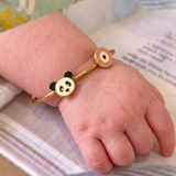 Panda-Evil-Eye-Pink 92.5 Silver adjustable kids bangle