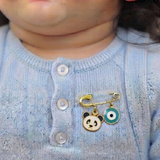 Panda and Evil Eye Blue 92.5 silver Safety Pin Brooch for Kids
