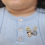 Panda and Evil Eye 92.5 silver Safety Pin Brooch for Kids