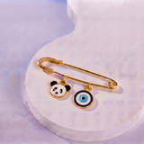 Panda and Evil Eye 92.5 silver Safety Pin Brooch for Kids