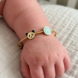 Panda-Initial-Blue 92.5 Silver adjustable kids bangle