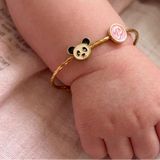 Panda-Initial-Pink 92.5 Silver adjustable kids bangle