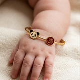 Panda-Om-Enamel-Red 92.5 Silver adjustable kids bangle