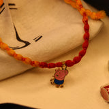Enamelled Peppa pig 92.5 Silver versatile pendant rakhi