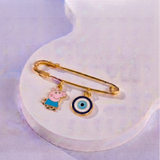 Peppa Pig and Evil Eye 92.5 silver Safety Pin Brooch for Kids
