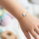 Peppa pig enamel 92.5 silver Flexible Chain Bracelet