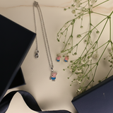 Peppa pig enamel 92.5 silver necklace set