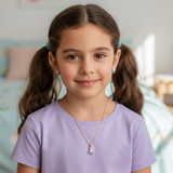 Peppa pig enamel 92.5 silver necklace set