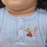Pink Car and Evil Eye Pink 92.5 silver Safety Pin Brooch for Kids