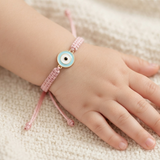 Evil Eye blue 92.5 Silver rakhi in pink thread