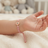Evil Eye pink 92.5 Silver rakhi in pink thread