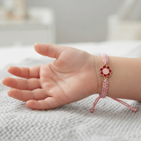 Flower 92.5 Silver rakhi in pink thread