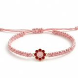 Flower 92.5 Silver rakhi in pink thread