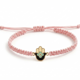 Hamsa 92.5 Silver rakhi in pink thread