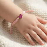 Heart 92.5 Silver rakhi in pink thread