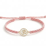 Om Enamel White 92.5 Silver rakhi in pink thread