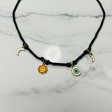 sun-moon-sword-evil eye 92.5 silver black thread necklace