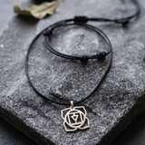 Root Chakra 92.5 Silver Black Cord Necklace For Men