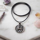 Sagittarius Coin 92.5 Silver Black Cord Necklace For Men