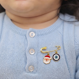 Santa and Evil Eye 92.5 silver Safety Pin Brooch for Kids