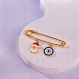 Santa and Evil Eye 92.5 silver Safety Pin Brooch for Kids