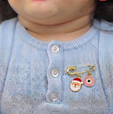 Santa and Evil Eye Pink 92.5 silver Safety Pin Brooch for Kids