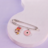 Blossoms and Evil Eye 92.5 silver Safety Pin Brooch for Kids