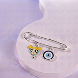 Bubbles and Evil Eye 92.5 silver Safety Pin Brooch for Kids